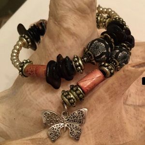 Wire wrap bracelet butterfly charm
